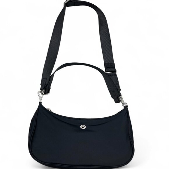 Lululemon City Essentials Black Nylon Cross Body Strap Bag Purse - Picture 1 of 8